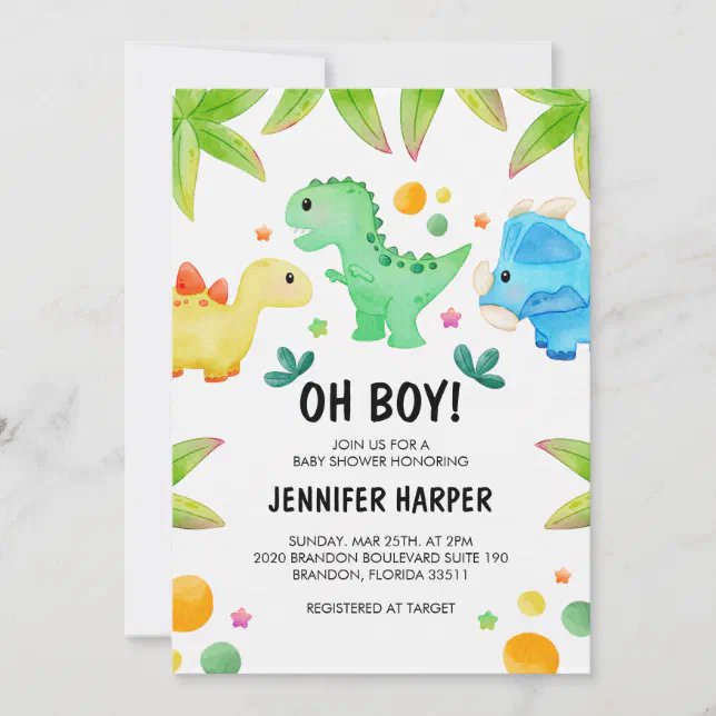 Dinosaur Baby Shower Invitation Template, EDITABLE Zazzle