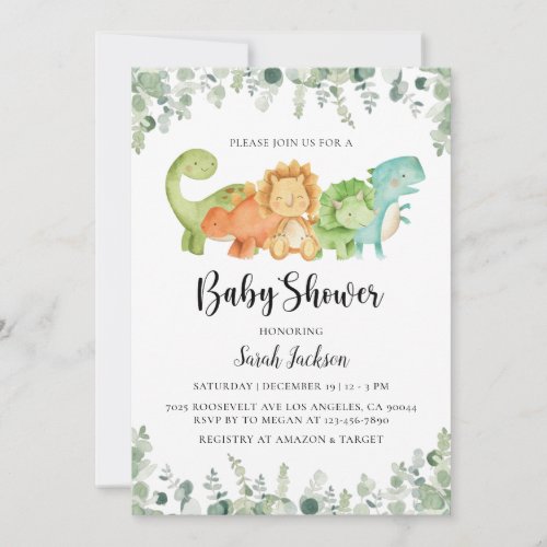 Dinosaur Baby Shower Invitations