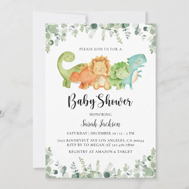 Dinosaur Baby Shower Invitations Zazzle