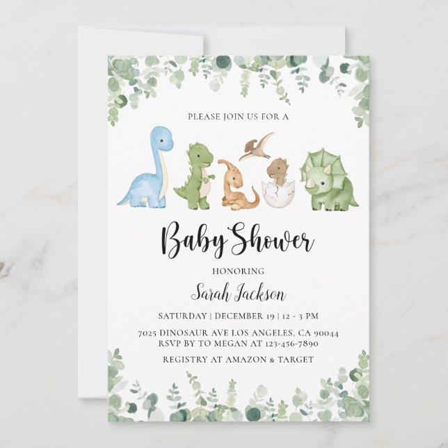 Dinosaur Baby Shower Invitations (Front)
