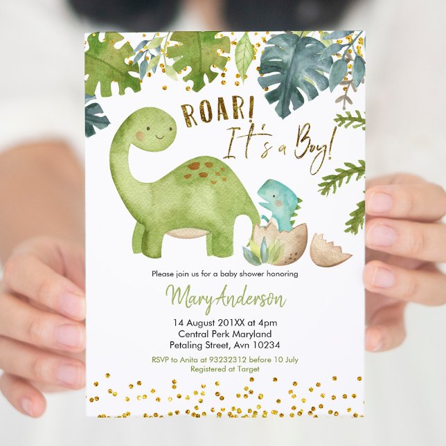 Dinosaur Baby Shower Invite Roar (Creator Uploaded)
