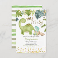 Dinosaur Baby Shower Invite Roar