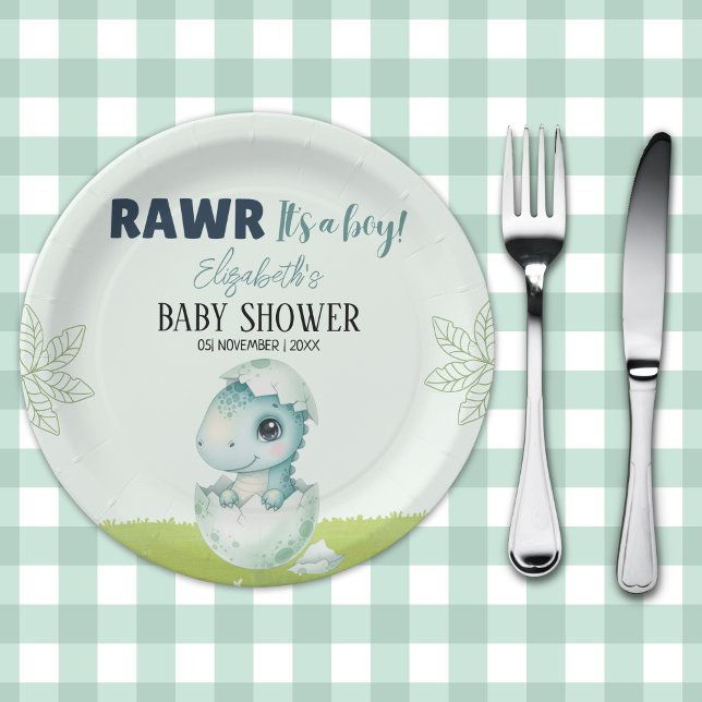 Dinosaur Baby Shower Party Plates for Boy (Creator Uploaded)