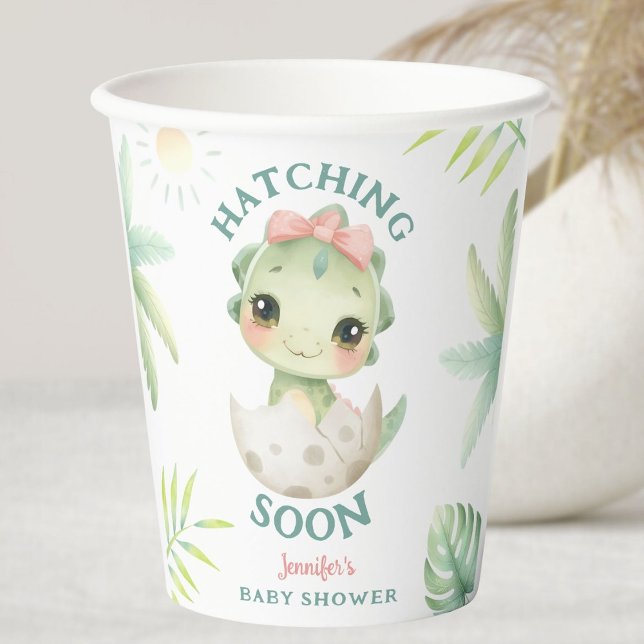 Dinosaur Baby Shower Pink Girl  Paper Cups (Creator Uploaded)