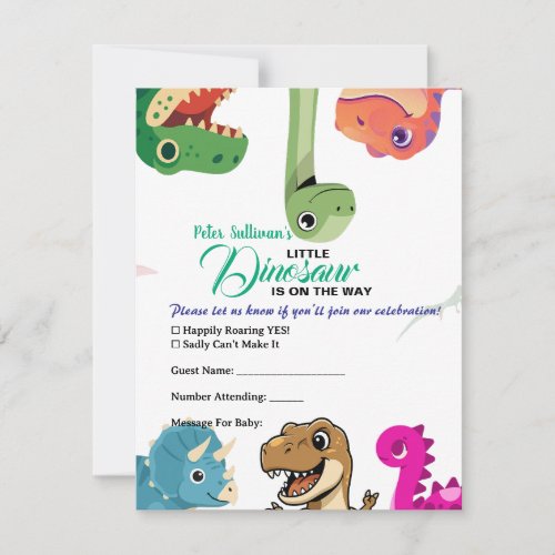 Dinosaur Baby Shower RSVP Card Shower Invitation