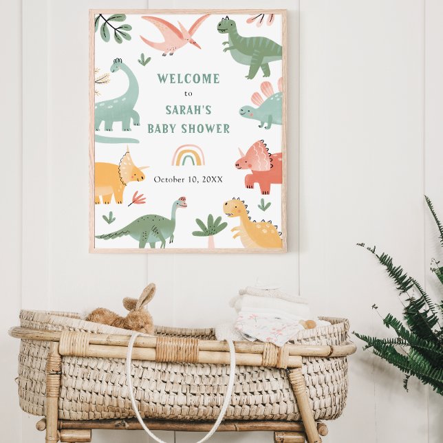 Dinosaur Baby Shower Sign (Dinosaur Baby Shower Welcome Sign by Painted Paperie
)