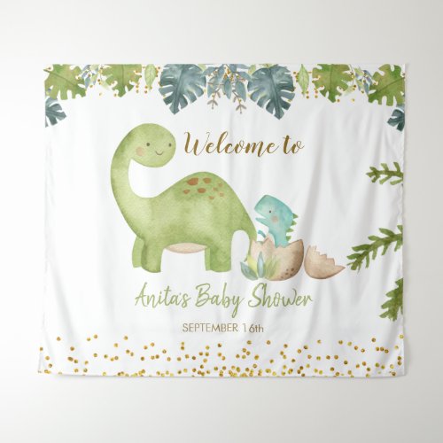 Dinosaur Baby Shower Sign Tapestry