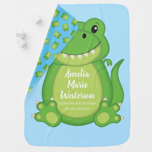 Dinosaur Baby Shower T-Rex Baby Blanket (In Situ)