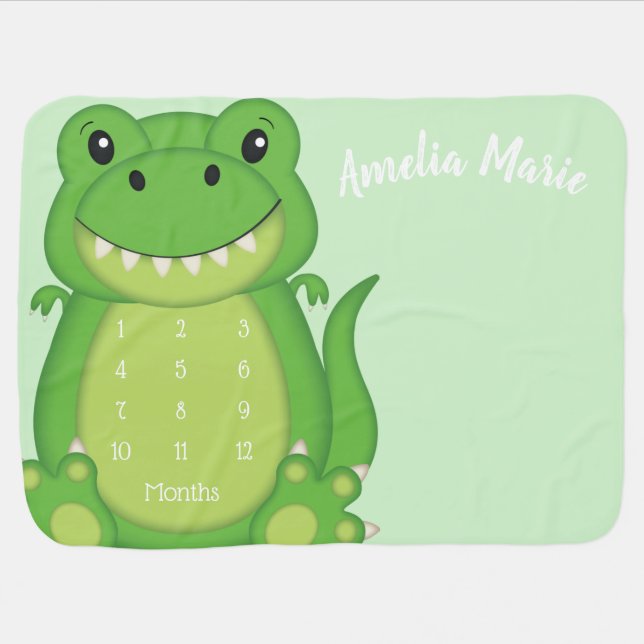 Dinosaur Baby Shower T-Rex  Blanket (Horizontal)
