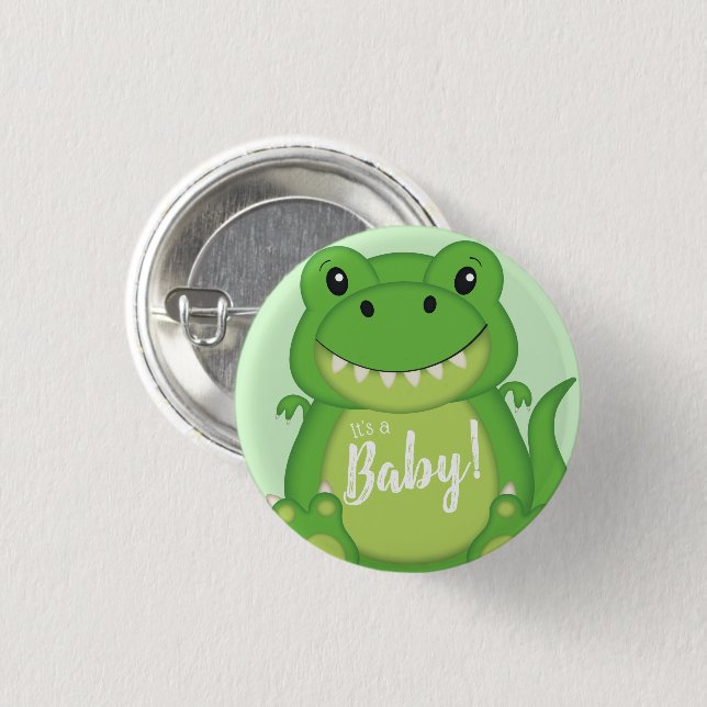 Dinosaur Baby Shower T-Rex  Button (Front & Back)