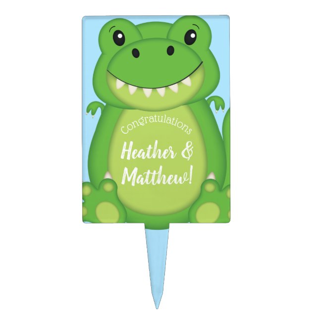 Dinosaur Baby Shower T-Rex Cake Topper (Front)