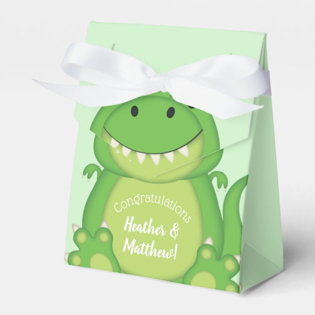Dinosaur Baby Shower T-Rex  Favor Boxes (Front Side)