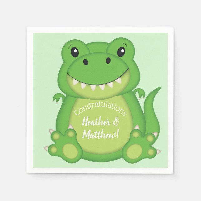 Dinosaur Baby Shower T-Rex  Napkins (Front)