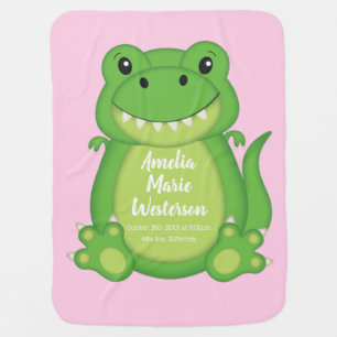 Dinosaur Baby Shower T-Rex Pink Girl Blanket