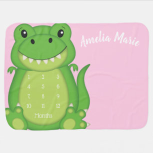 Dinosaur Baby Shower T-Rex Pink Girl Blanket