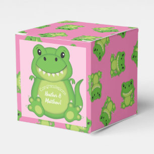 Dinosaur Baby Shower T-Rex Pink Girl Favor Boxes