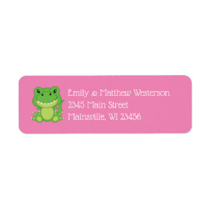 Dinosaur Baby Shower T-Rex Pink Girl Label