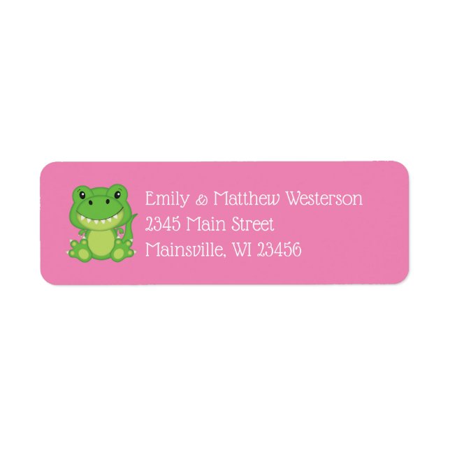 Dinosaur Baby Shower T-Rex Pink Girl Label (Front)