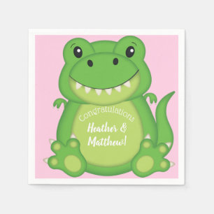 Dinosaur Baby Shower T-Rex Pink Girl Napkins