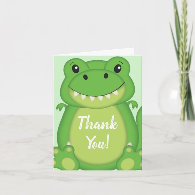 Dinosaur Baby Shower T-Rex  Thank You Card (Front)