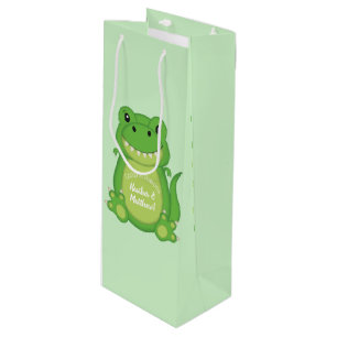 Dinosaur Baby Shower T-Rex  Wine Gift Bag