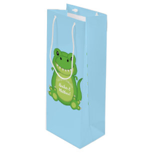Dinosaur Baby Shower T-Rex Wine Gift Bag