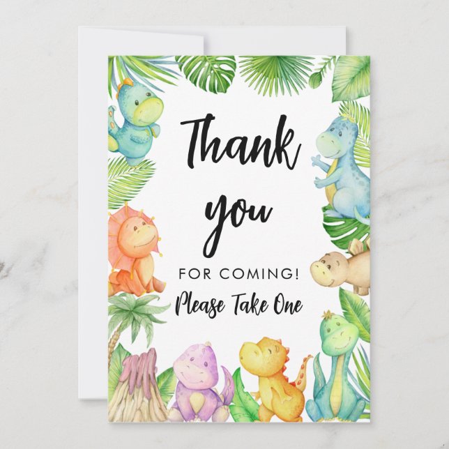 Dinosaur Baby Shower Thank you Card (Front)