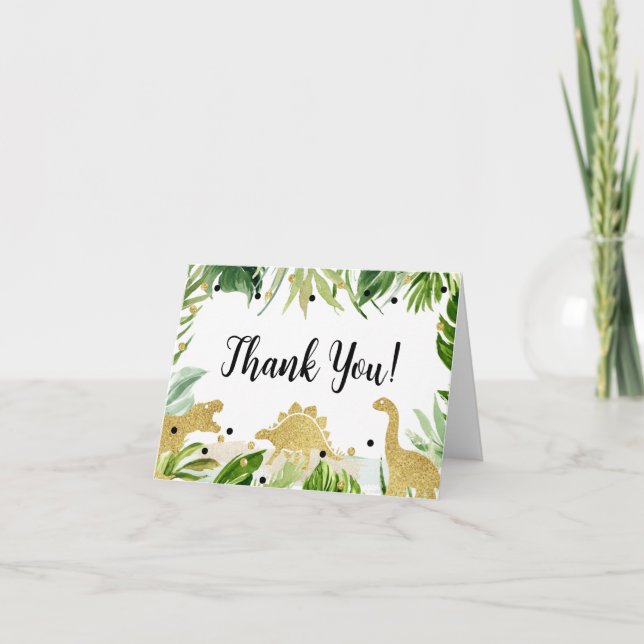 Dinosaur Baby Shower Thank You Card (Front)