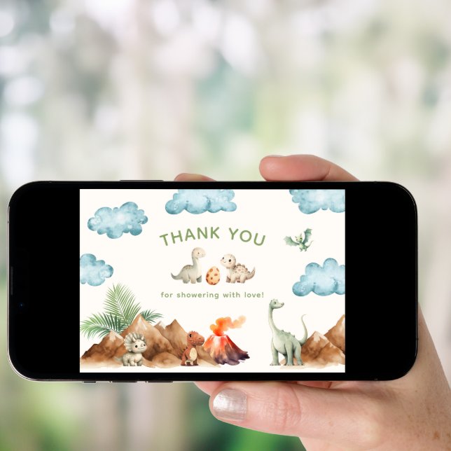 Dinosaur Baby Shower Thank You Card (Front Digital)