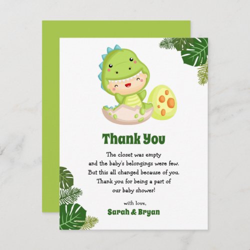 Dinosaur Baby Shower Thank You Cards Cute