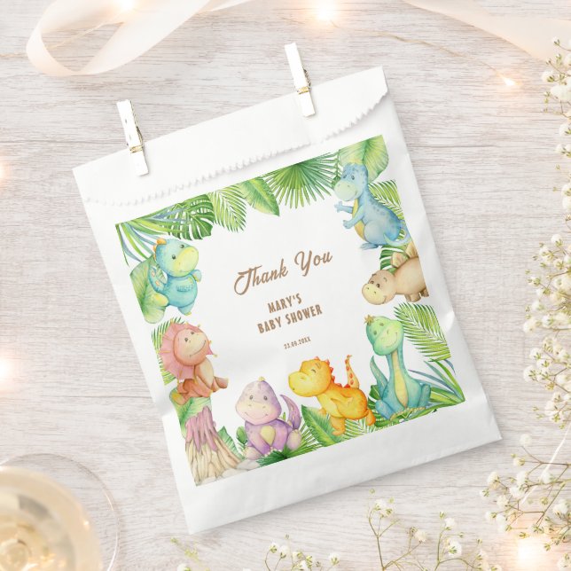 Dinosaur Baby Shower Thank You Favor Bag (Clipped)