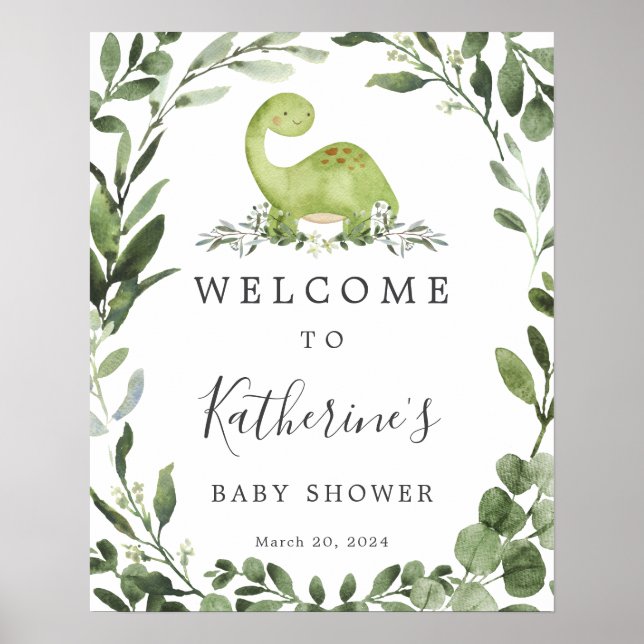 Dinosaur Baby Shower Welcome Sign (Front)