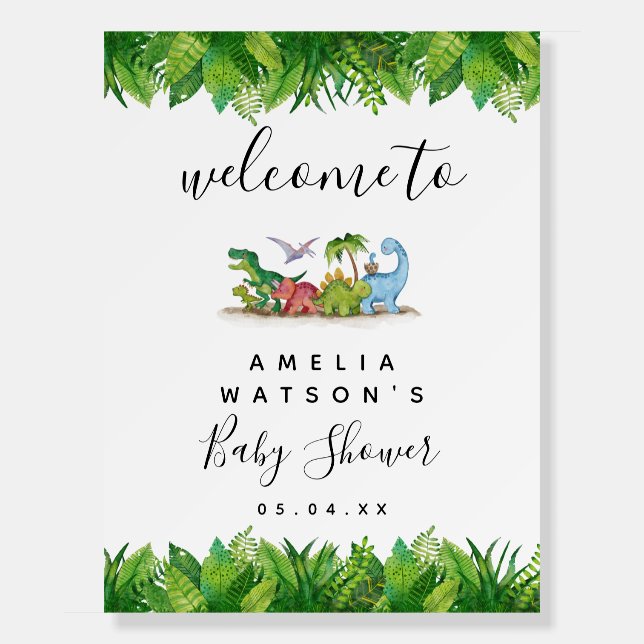 Dinosaur Baby Shower Welcome Sign (Front)