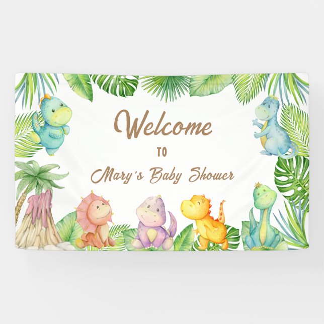 Dinosaur Baby Welcome Banner (Horizontal)