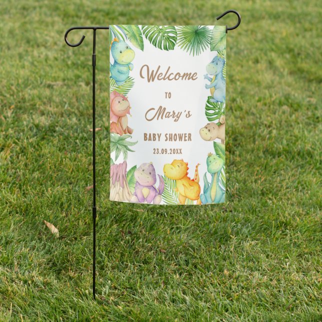 Dinosaur Baby Welcome Garden Flag (In SItu)
