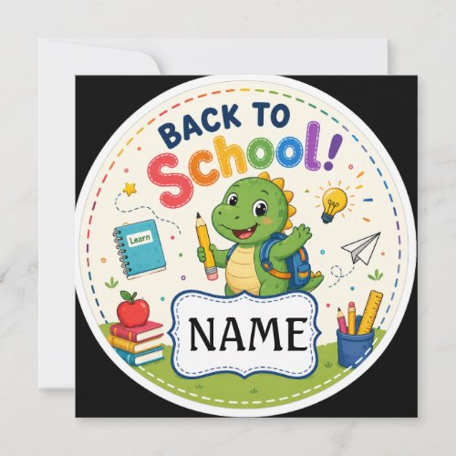 Dinosaur Back to School Bookplate Label Invitation