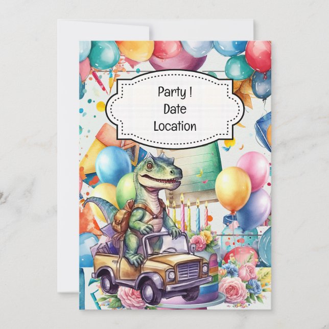 Dinosaur Back to School theme for Student  Invitation (Front)