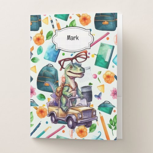 Dinosaur Back to School theme for Student  Pocket Folder