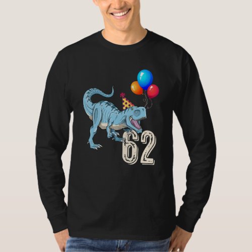 Dinosaur Balloon Rex 62nd Birthday Kid Boy Girl T_Shirt