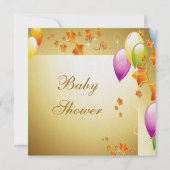 Dinosaur & Balloons Elegant Gold Baby Shower Invitation (Back)