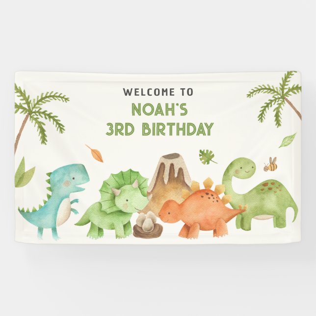 Dinosaur Banners Backdrop Kids Boy Birthday Party (Horizontal)