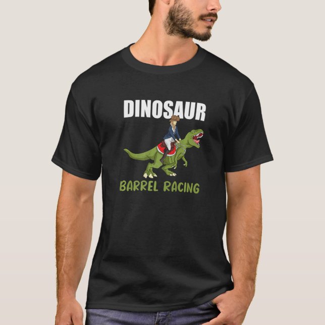 Dinosaur Barrel Racing Rodeo Dino Barrel Racer T-Shirt (Front)