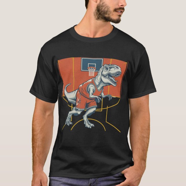 Dinosaur basketball player t-shirt design (Front)
