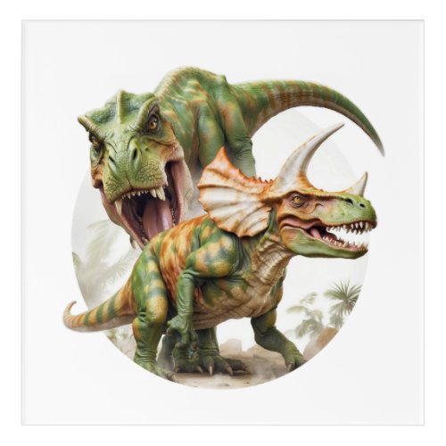 Dinosaur battle design acrylic print