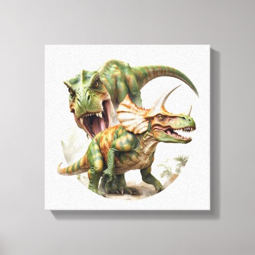 Dinosaur battle design canvas print