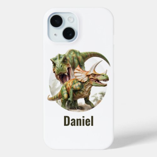Dinosaur battle design iPhone 15 case