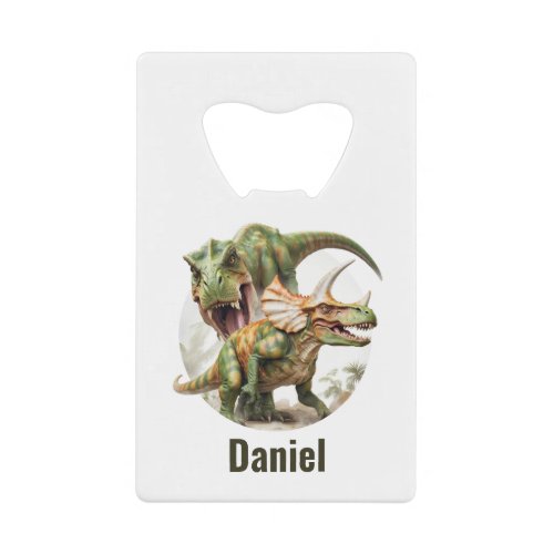 Dinosaur battle design credit card bottle opener