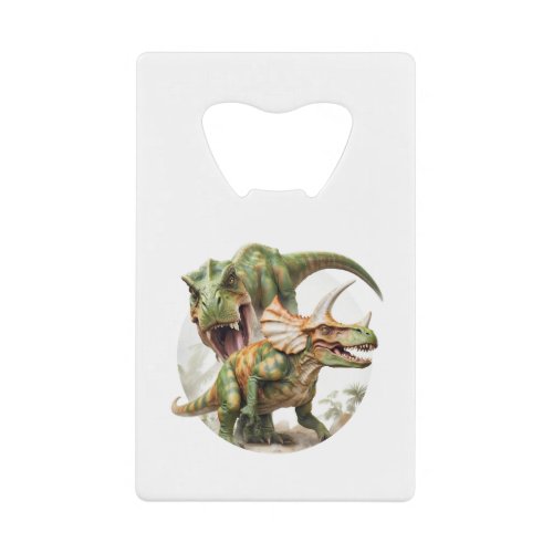 Dinosaur battle design credit card bottle opener