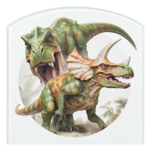 Dinosaur battle design door sign