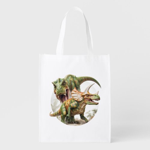 Dinosaur battle design grocery bag